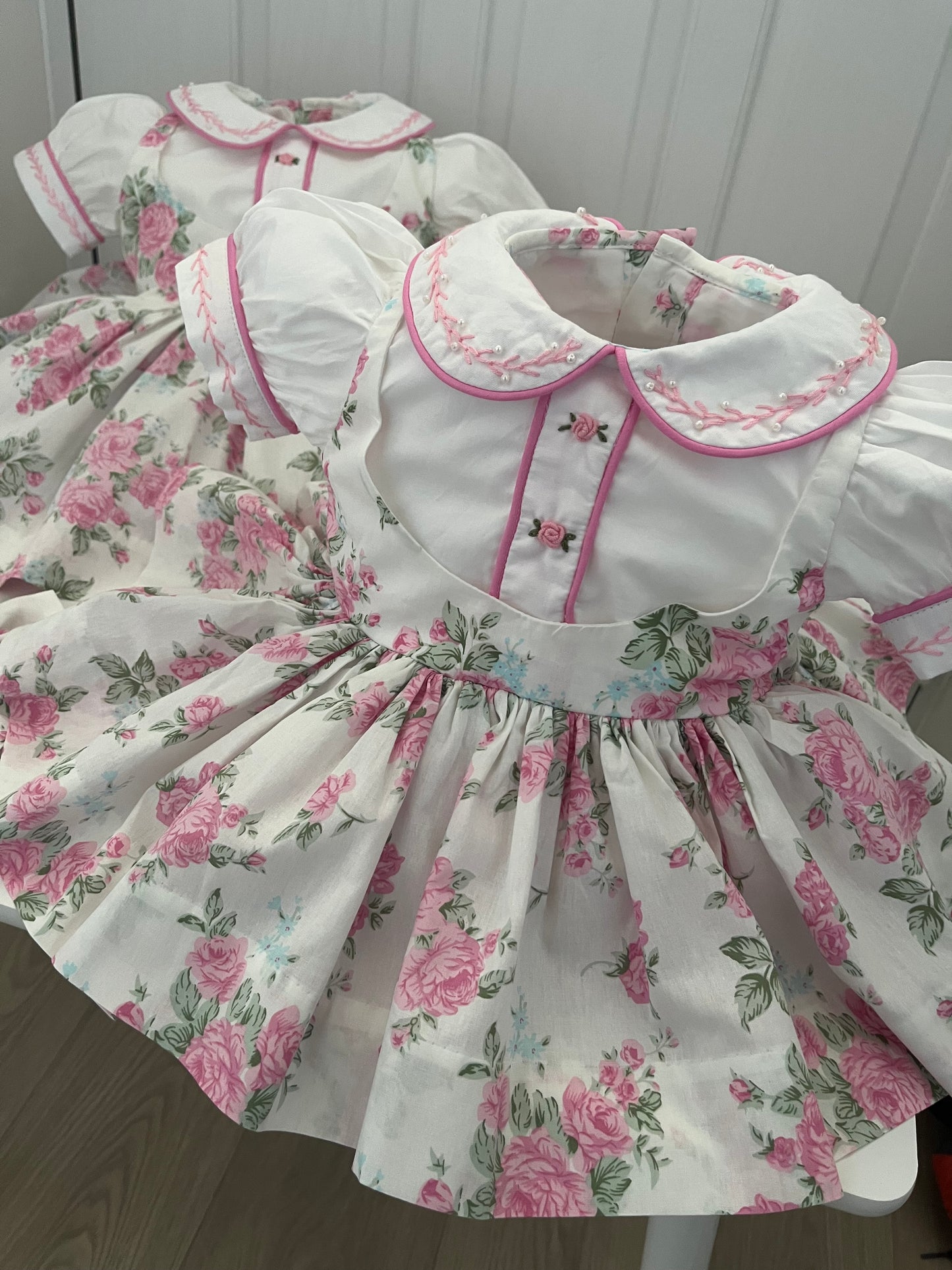 Pink floral classic dress