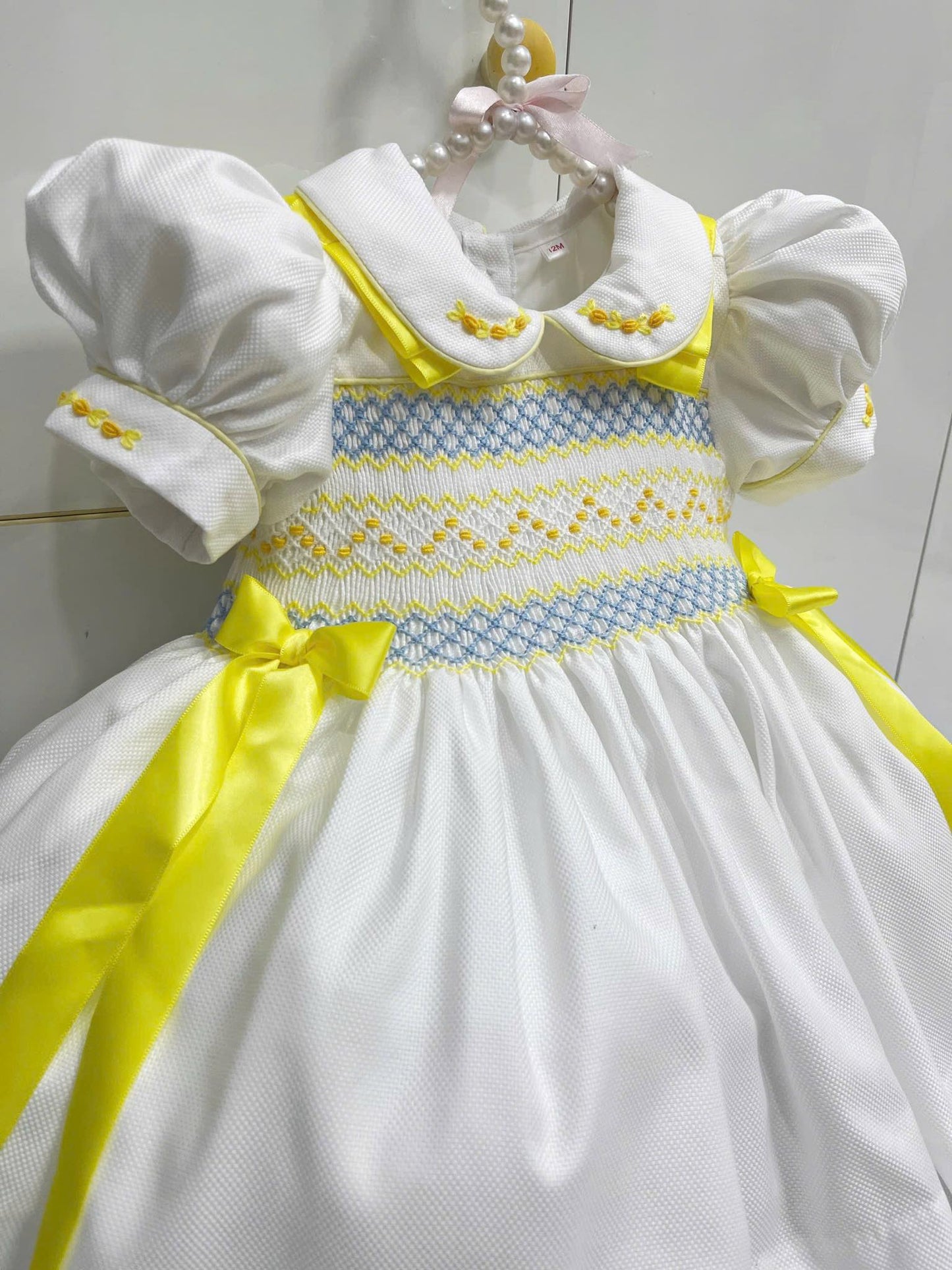 Girls lemon ribbon dress