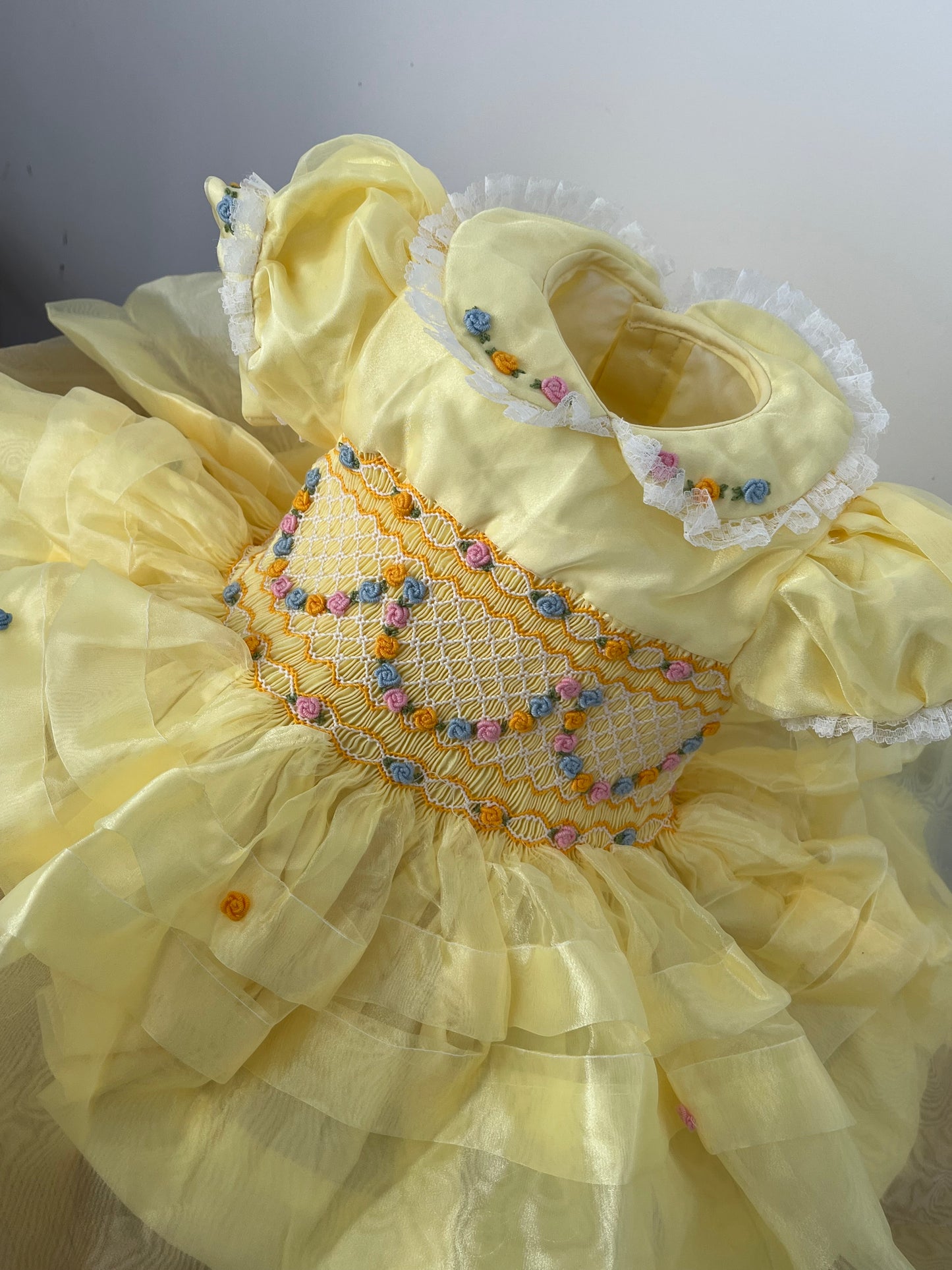 Yellow organza garland dress