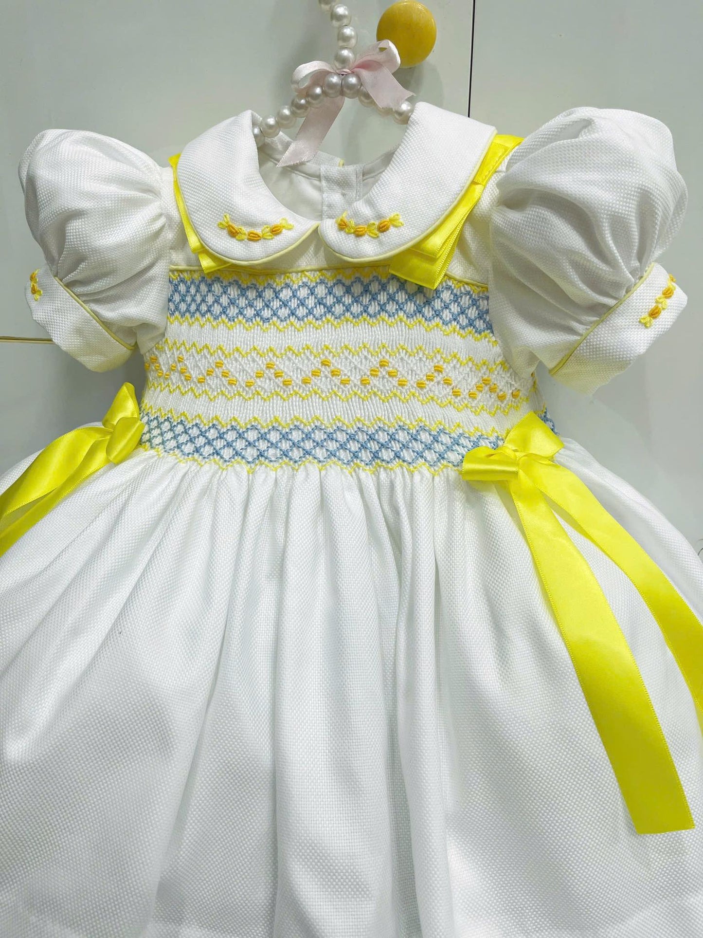 Girls lemon ribbon dress