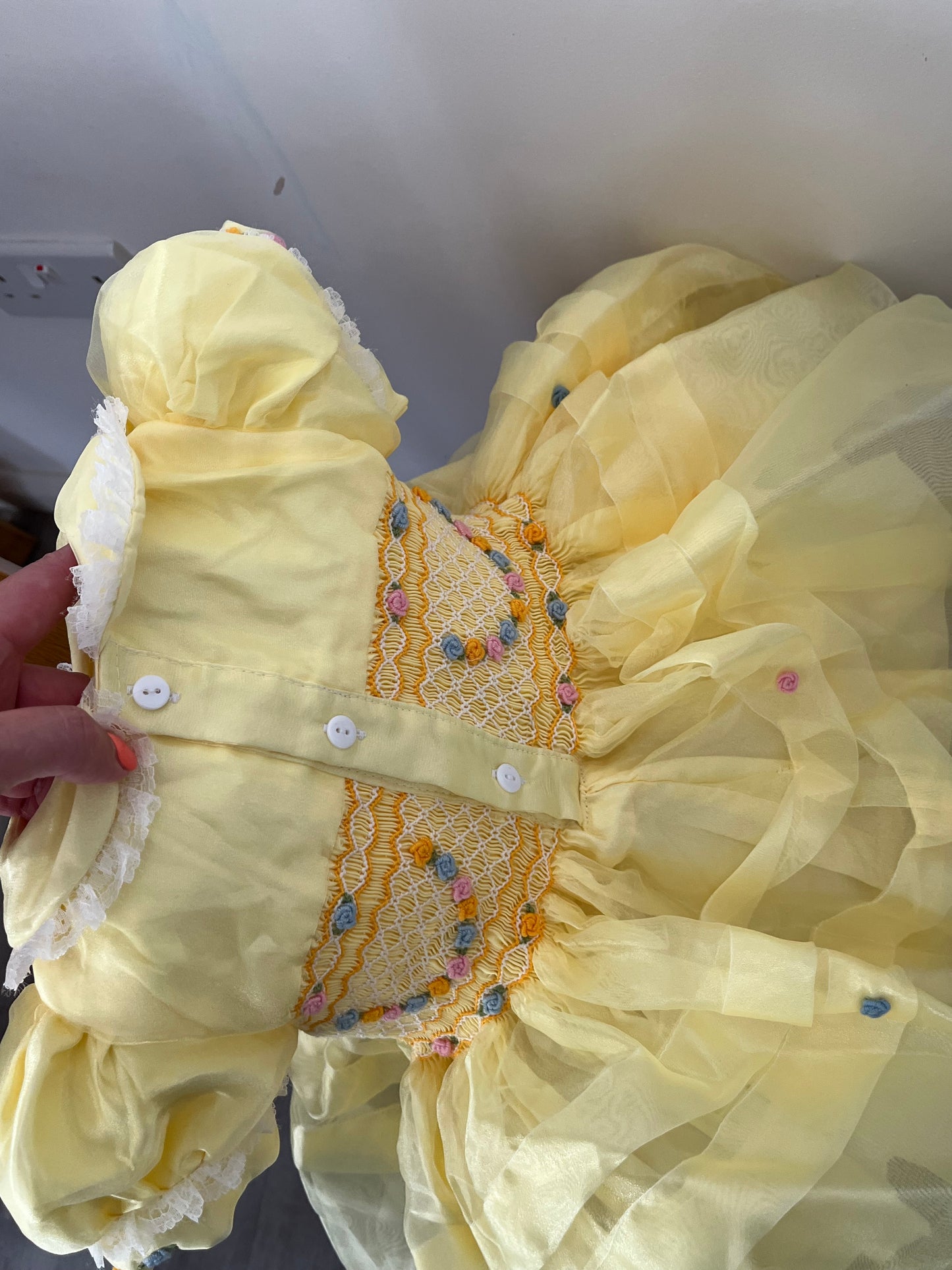 Yellow organza garland dress