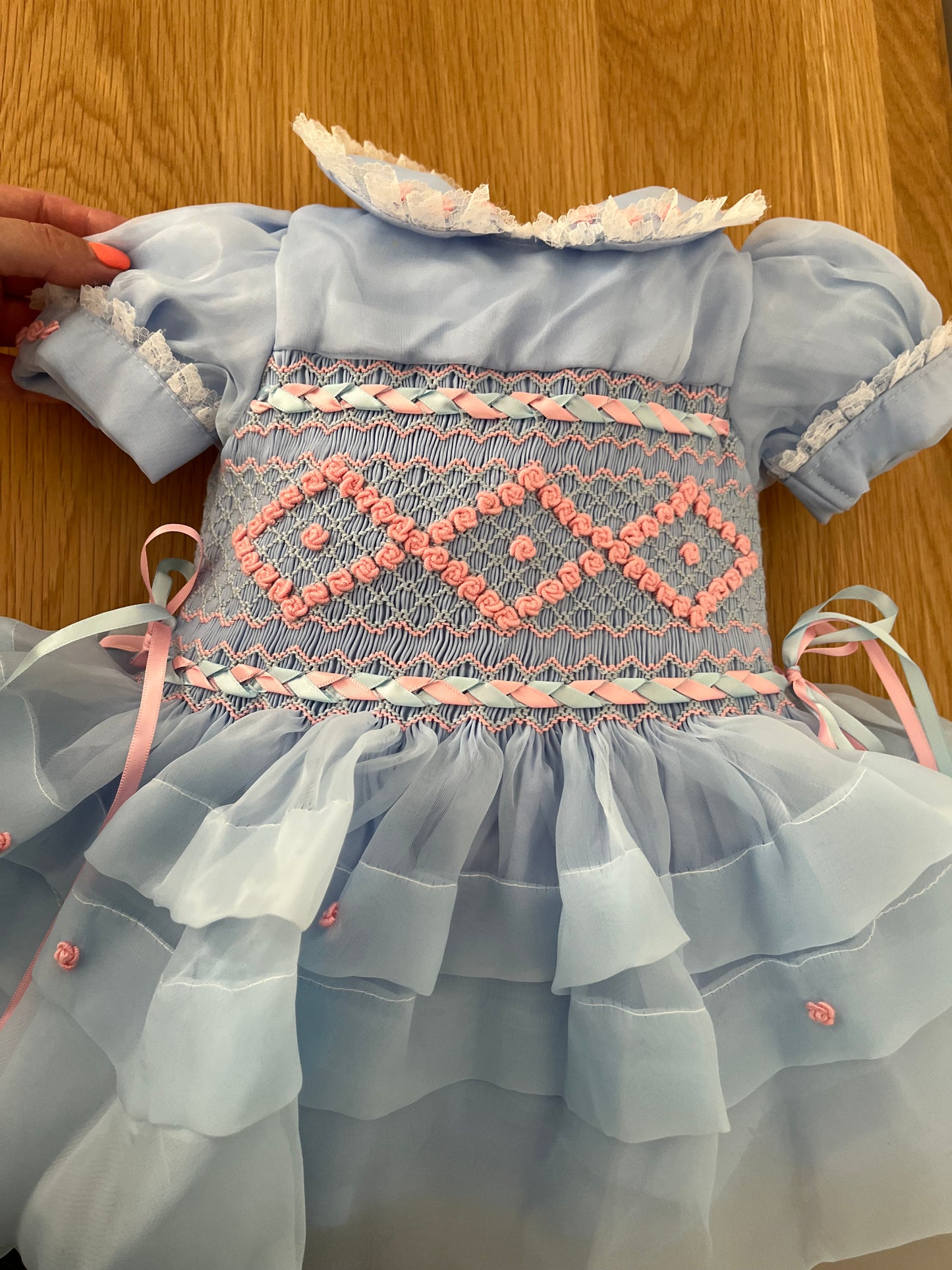 Baby blue and pink organza