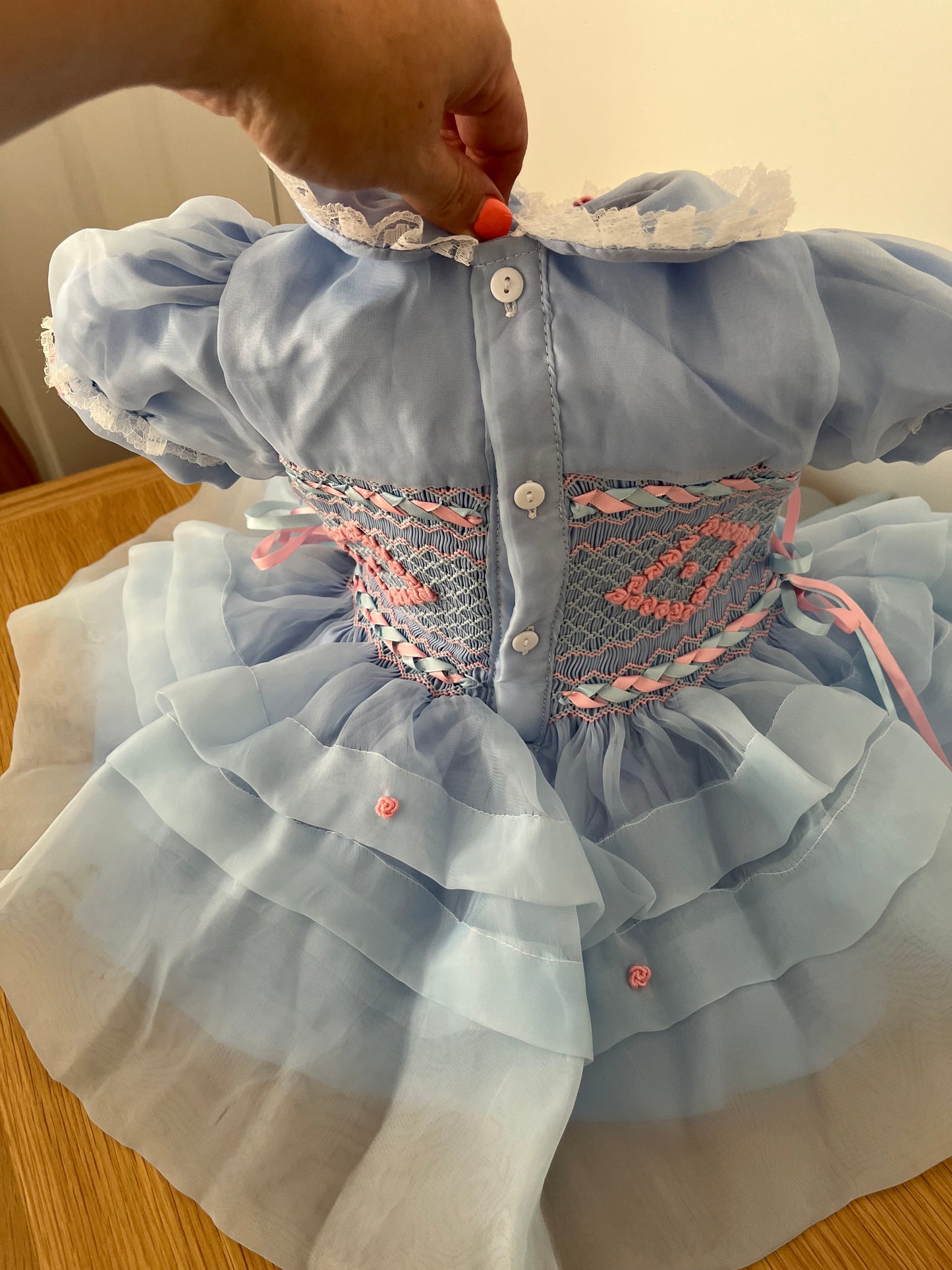 Baby blue and pink organza
