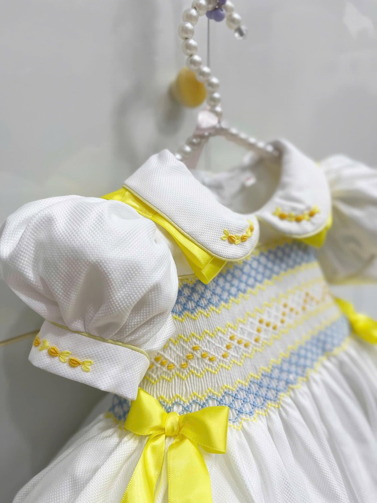 Girls lemon ribbon dress