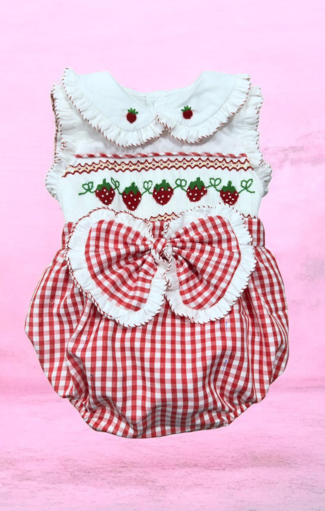 Red strawberry romper