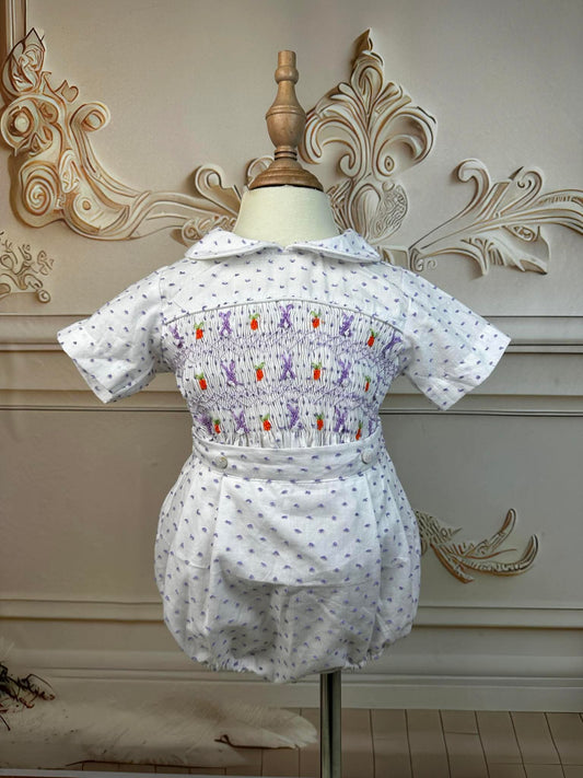 Boys bunny smocked romper