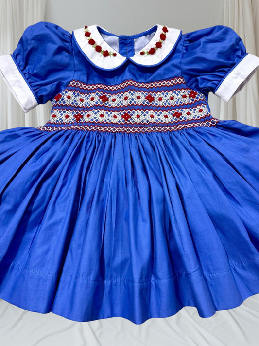 Royal blue and red dress