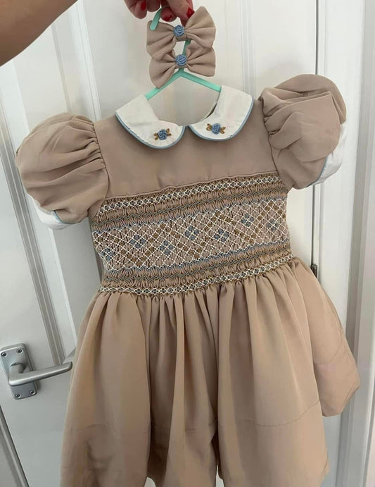 Beige baby blue dress