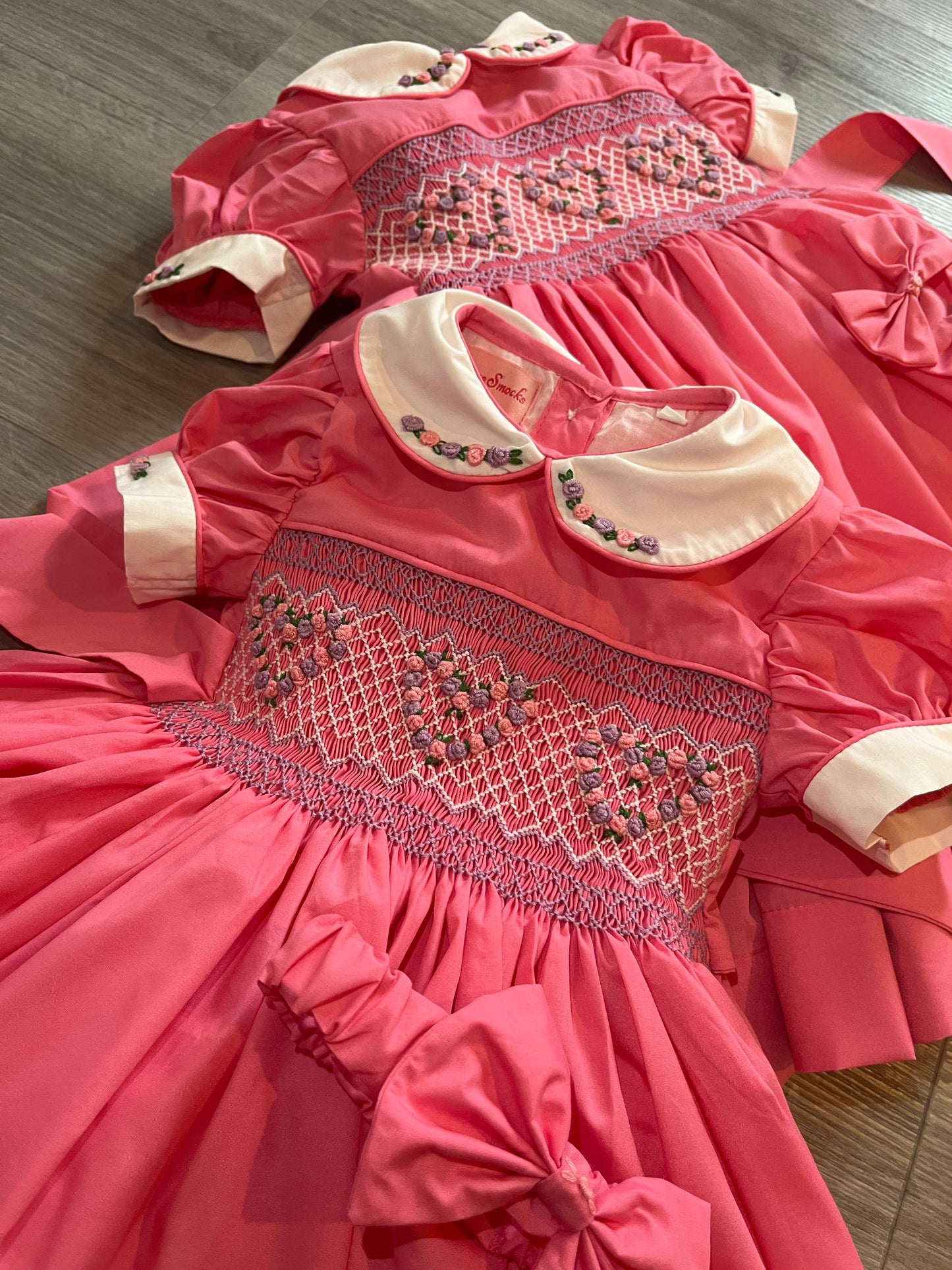 Pink and lilac heart smocked dress