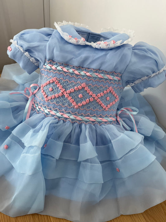 Baby blue and pink organza