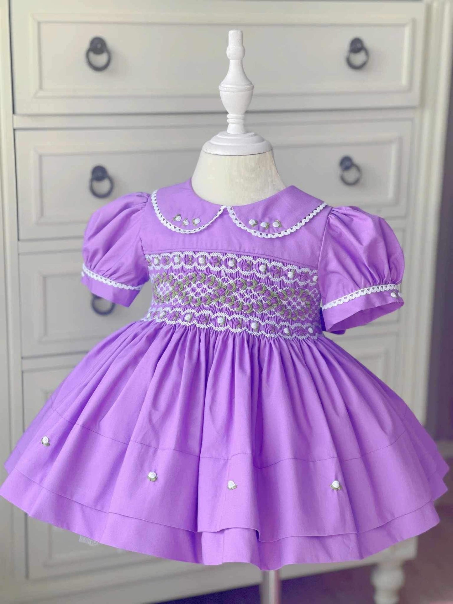 Lilac dress smocked back & front