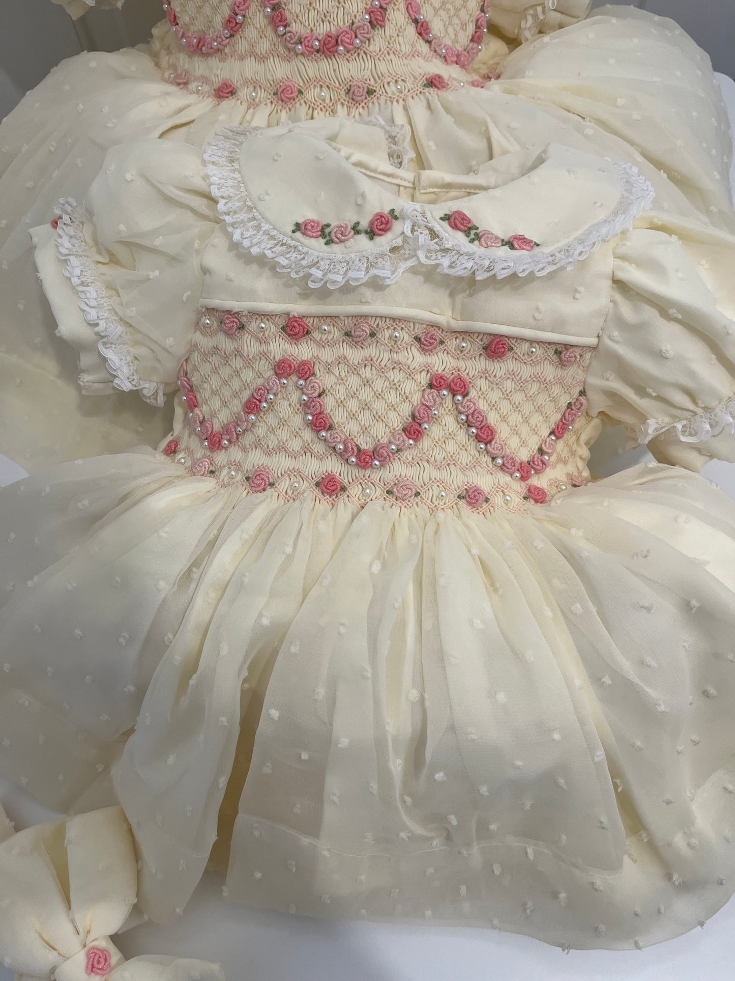 Ivory pink pearl garland dress