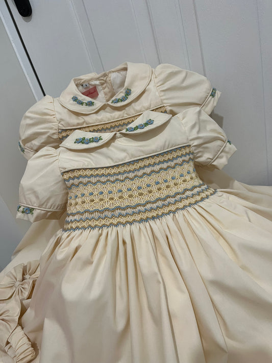 Baby blue and ivory dress