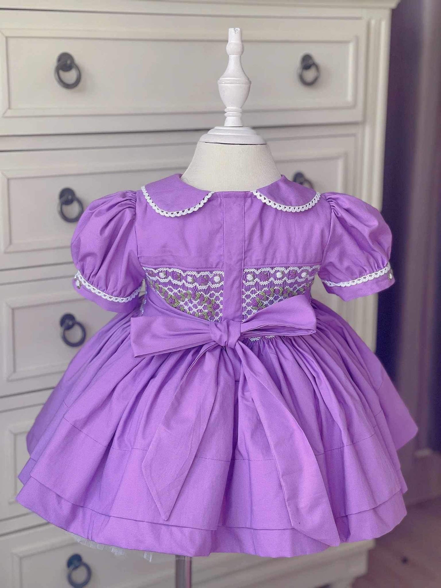 Lilac dress smocked back & front