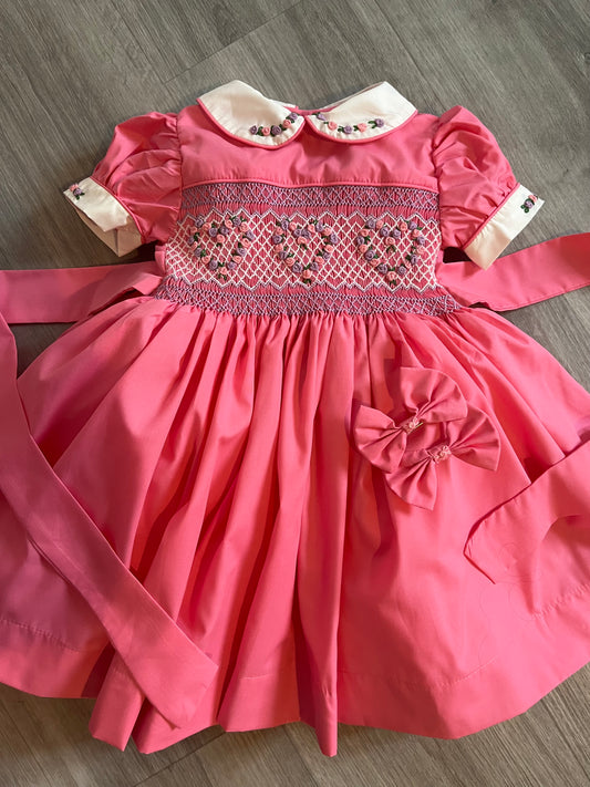 Pink and lilac heart smocked dress