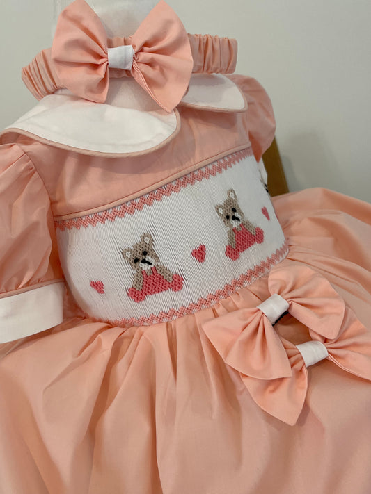 Peach teddy bear dress